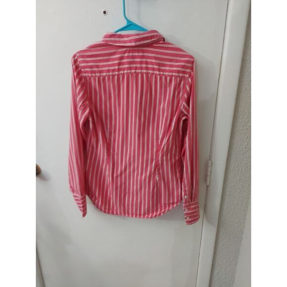 Tommy Hilfiger Women's Red Striped Button Down Shirt M Classic Preppy Cherrygirl - Picture 4 of 12